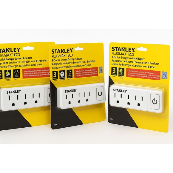 Stanley PlugMax ECO 3-Outlet Wall Adapter 30316 – 3-Pack | Lighted On/Off Switch - Picture 4 of 6